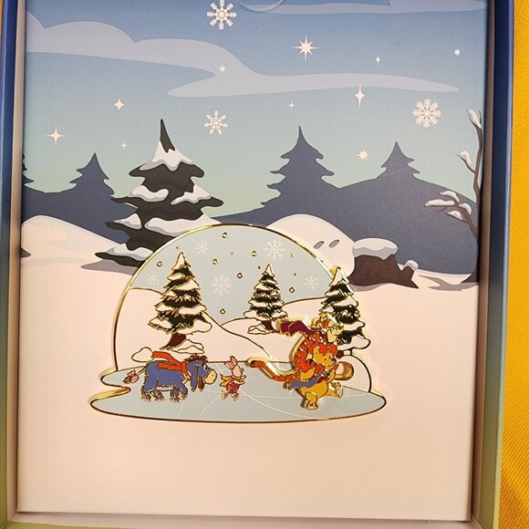 Loungefly Disney Winnie The Pooh Ice Skating LE 3" Enamel Pin Sliding NEW - Picture 8 of 12